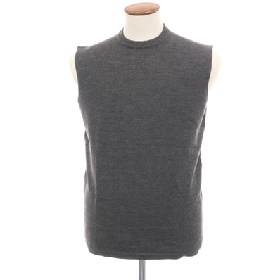【中古】ジルサンダー JIL SANDER ウール クルーネック ニットベスト グレー【サイズ48】【メンズ】