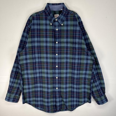古着 ブルックスブラザーズ Brooks Brothers 長袖シャツ チェック 胸ポケ ボタンダウン M ネイビー系 マルチカラー メンズ