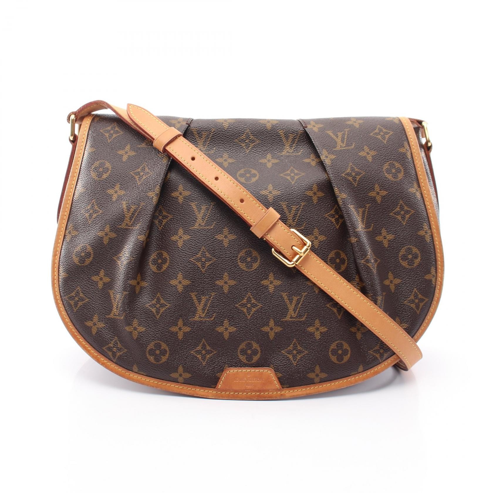 ルイ・ヴィトン LOUIS VUITTON メニルモンタンMM モノグラム ショルダーバッグ バッグ PVCコーティングキャンバス レザー レディース ブラウン系 M40473 【中古】