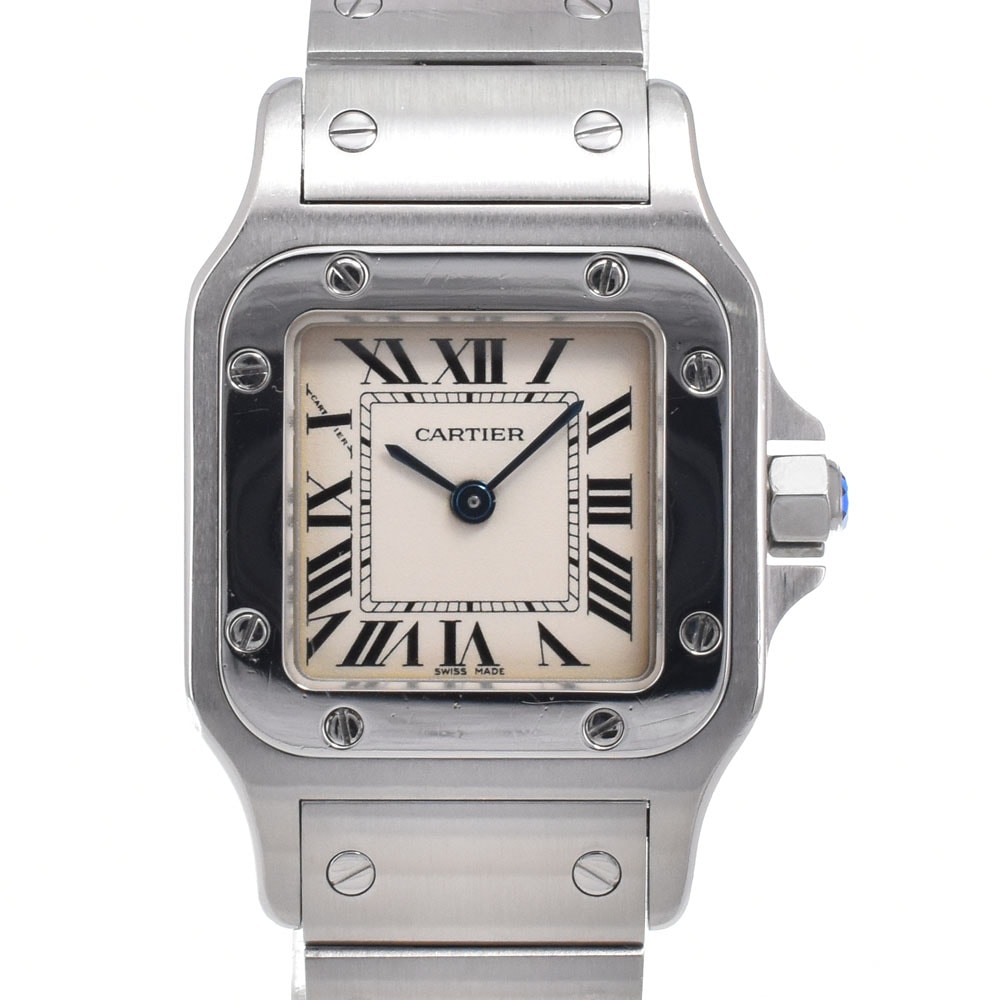 カルティエ CARTIER W20056D6 サントスガルベ SM ベージュ クォーツ レディース 良品 腕時計 O#150345