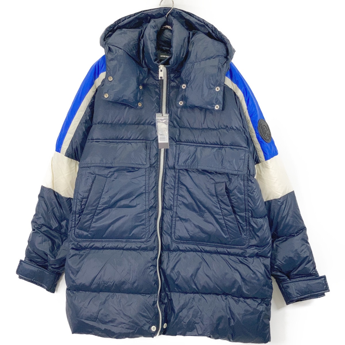 ディーゼル ネイビー ナイロン ダウンコート S