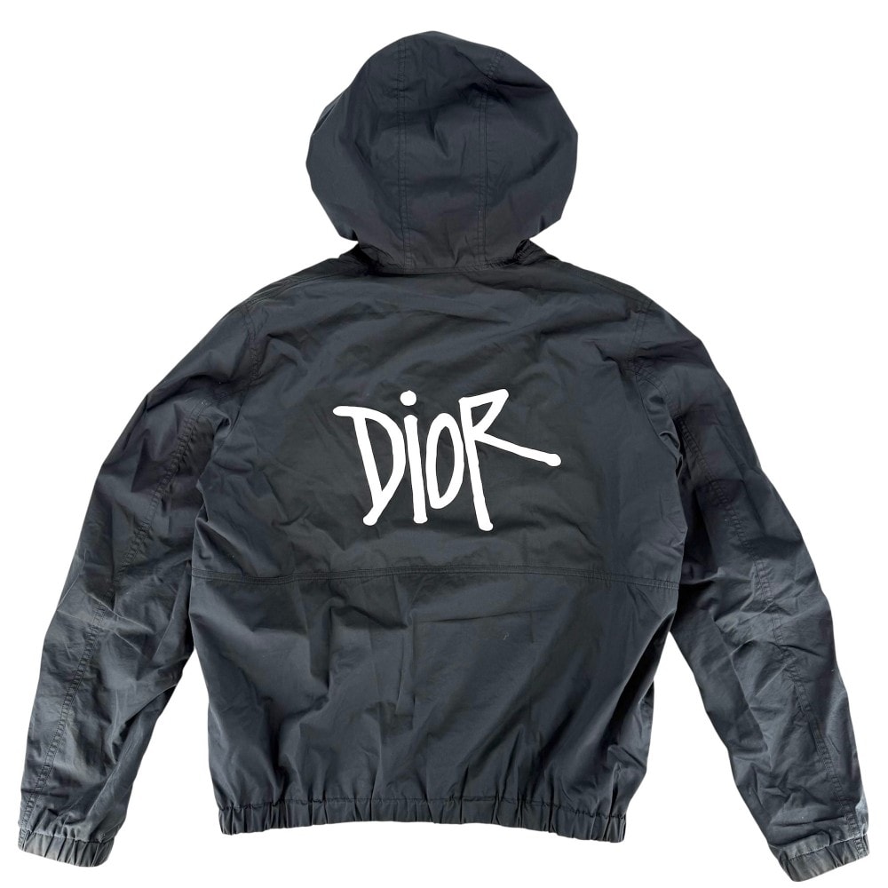 Dior ディオール ブルゾン ステューシーコラボ ロゴ アウター ジャケット Dior x Shawn Stussy アパレル 服  52 ブラック 黒 ブラック金具 コットン  ナイロン   メンズ 春 秋【中古品】