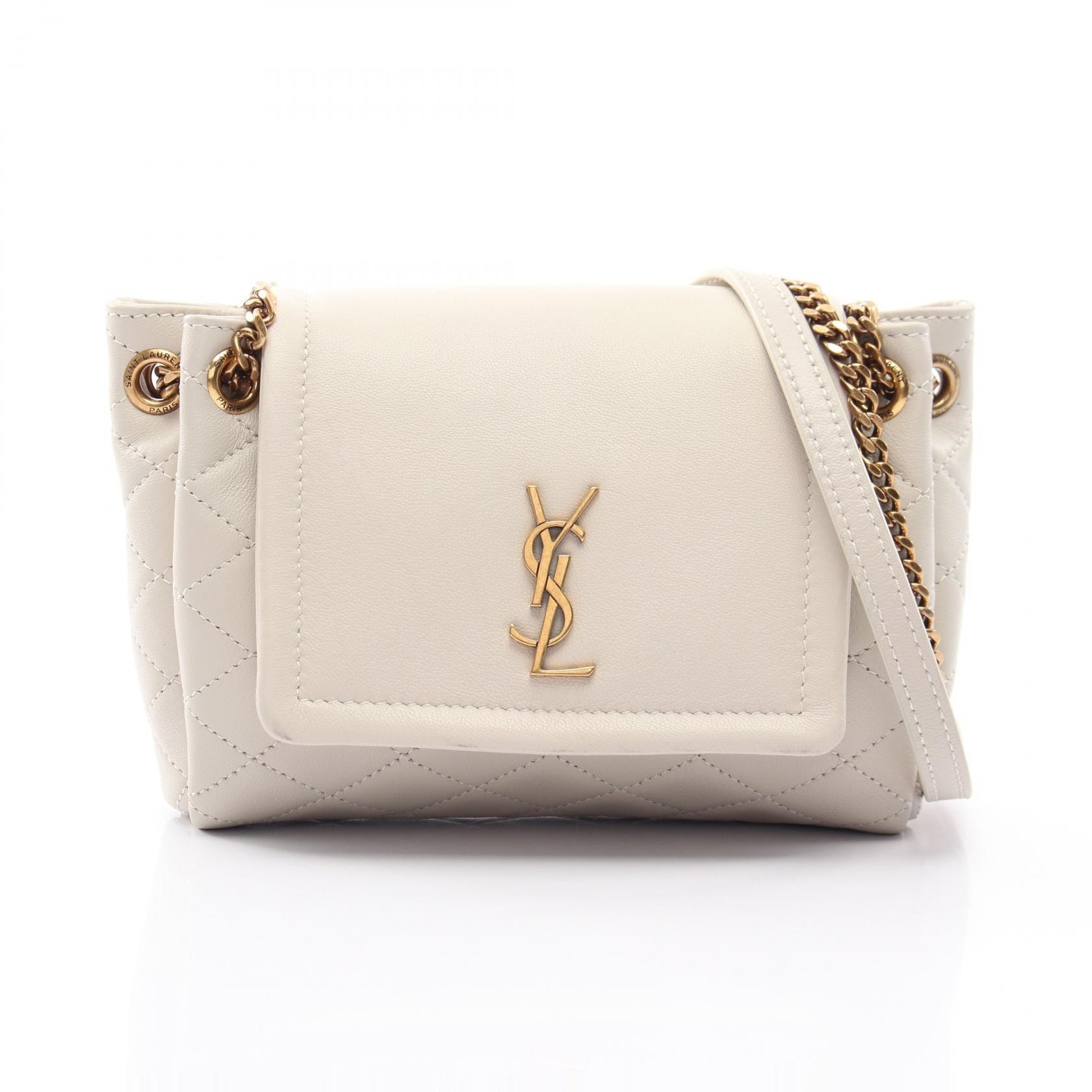 サンローランパリ SAINT LAURENT PARIS モノグラム ミニ ノリータ ショルダーバッグ バッグ レザー レディース アイボリー系 672738 【中古】