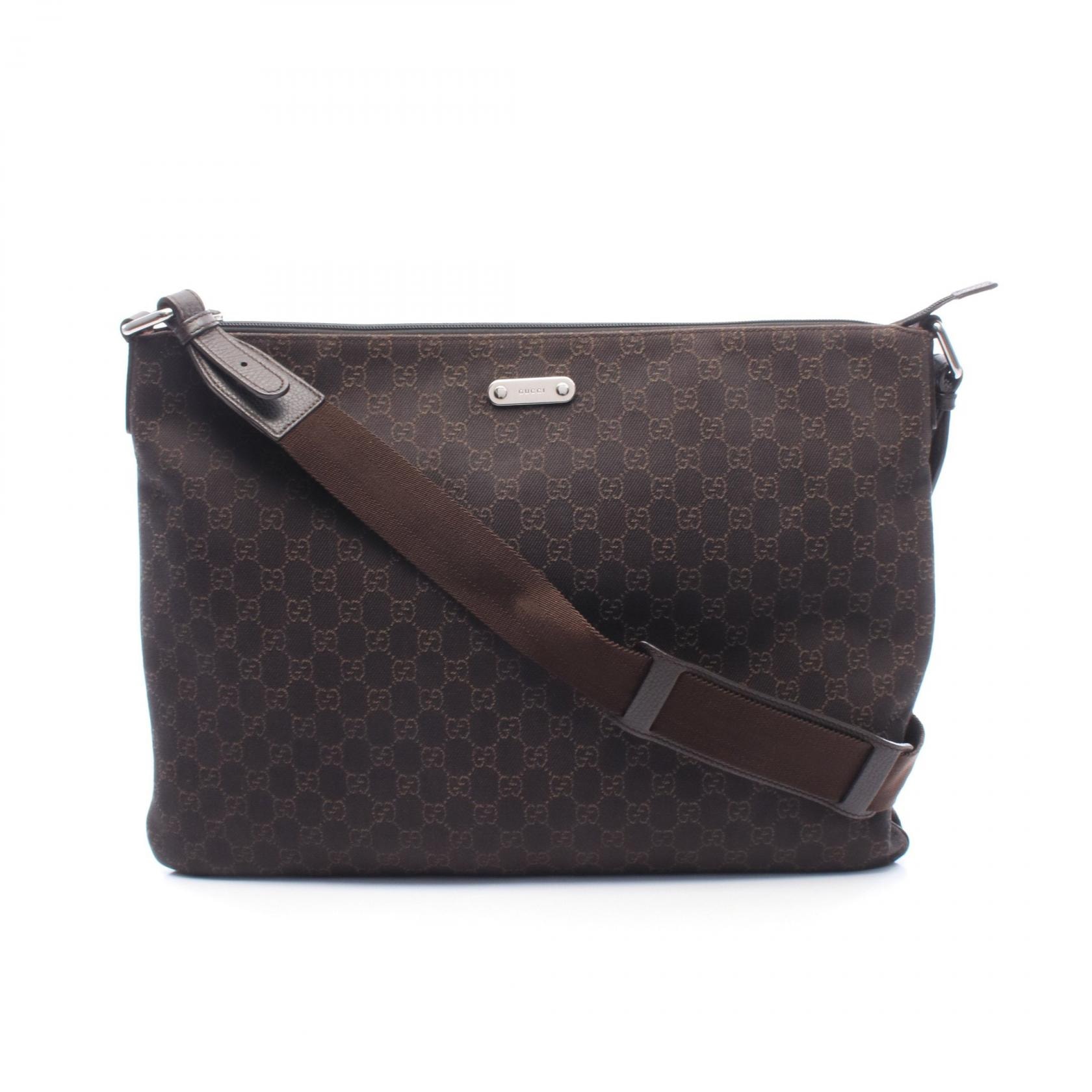 グッチ GUCCI GG柄 ショルダーバッグ バッグ キャンバス レザー メンズ ブラウン系 190628 【中古】