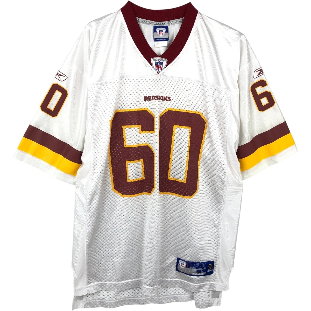 古着 リーボック Reebok NFL WASHINGTON REDSKINS ワシントンレッドスキンズ Vネック メッシュ フットボール七分袖Tシャツ メンズL相当/eaa474610