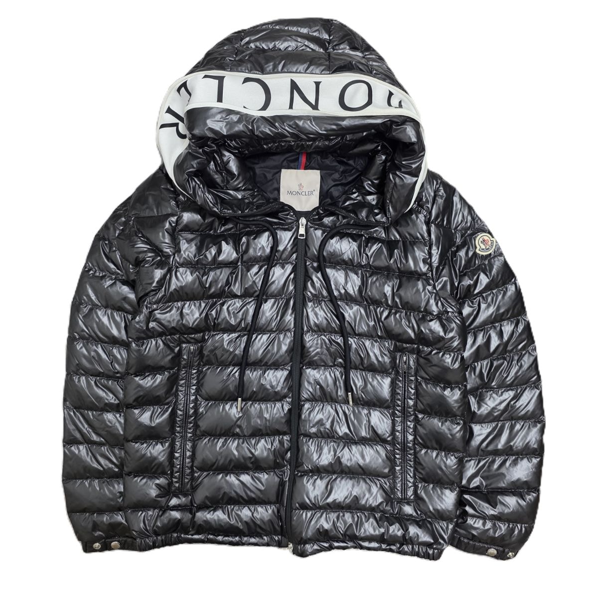 MONCLER モンクレール AKINARI フード付き ジップアップ ロゴ ジャケット ダウンジャケット I10911A00009 M ナイロン ブラック ホワイト メンズ【中古】