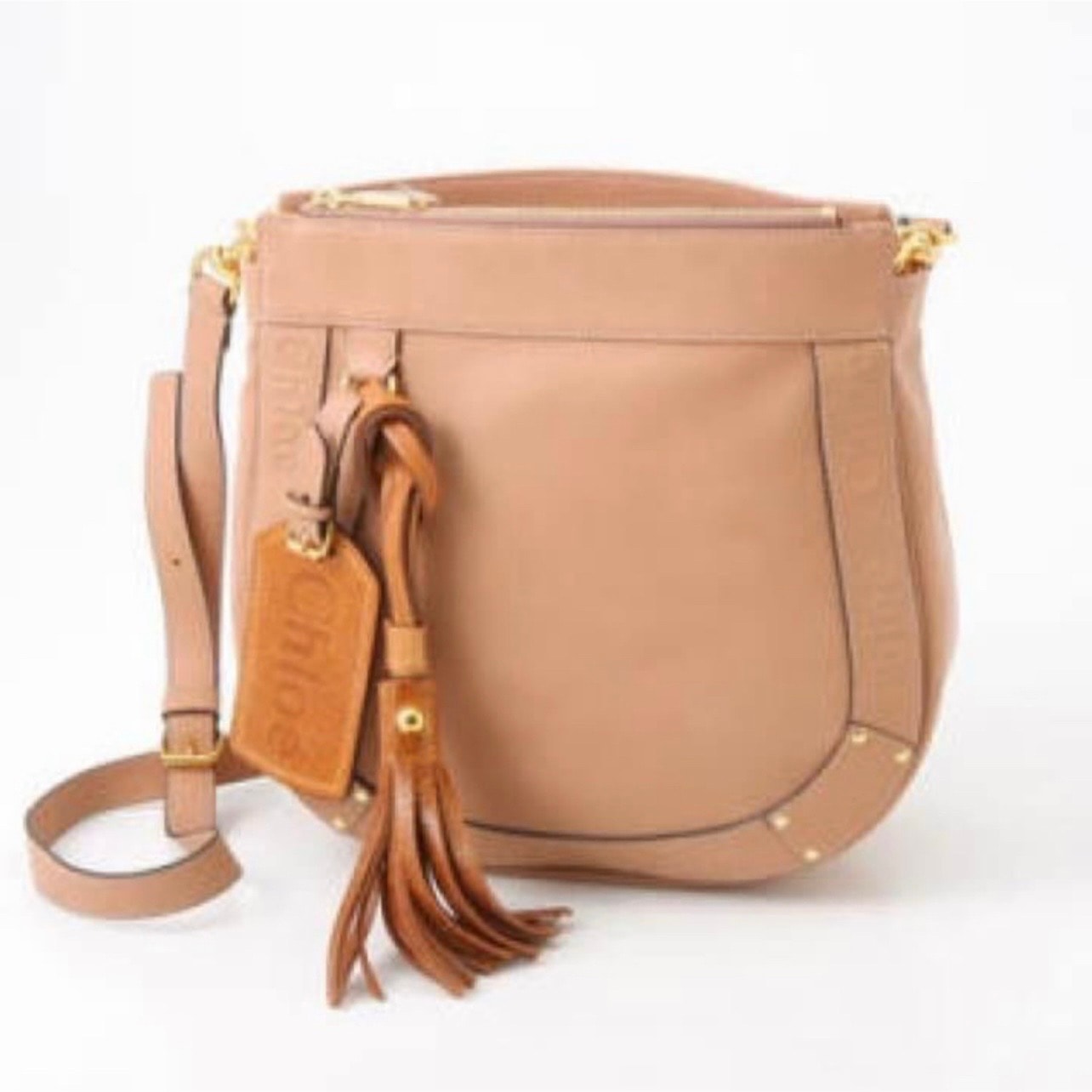 極美品 クロエ chloe エデン ショルダーバッグ アイボリー ロゴ レザー