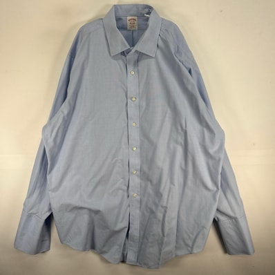 古着 ブルックスブラザーズ Brooks Brothers 長袖シャツ TRADITIONAL FIT カフス カラーステイ XL ブルー系 無地 メンズ