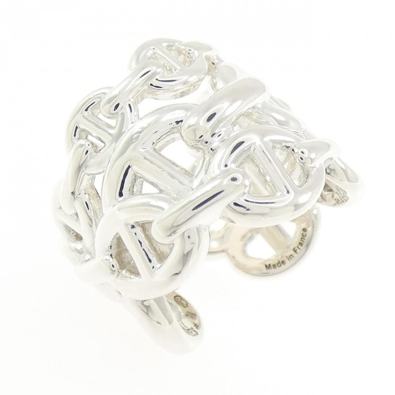 Hermes Chaine D'ancre Enchainee Ring Large Model "Silver"