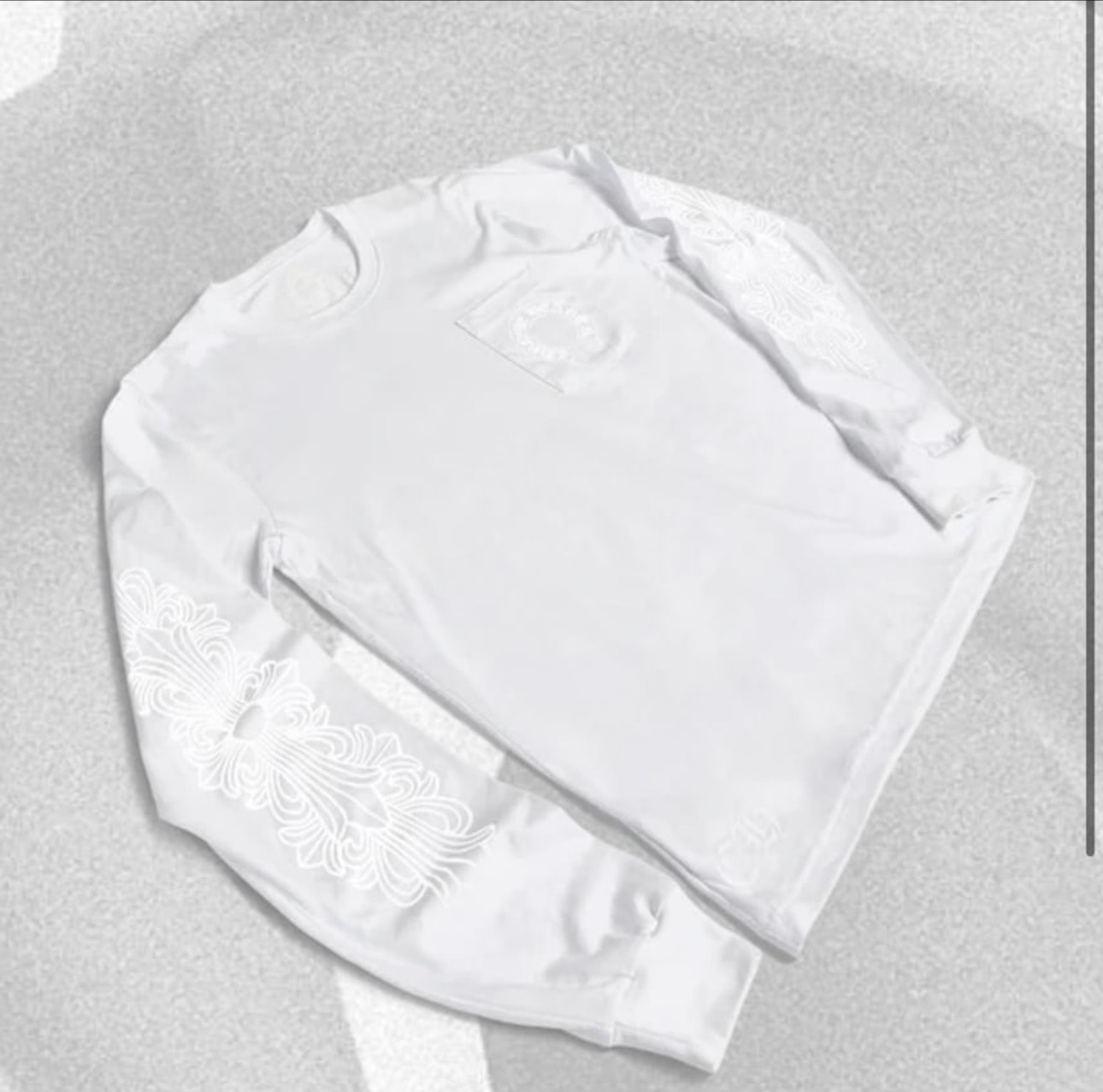 Chrome Hearts  long sleeve pocket crew 袖フローラルクロス ポケット クルーネック 長袖Tシャツ ホワイト