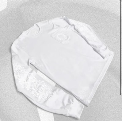 Chrome Hearts long sleeve pocket crew 袖フローラルクロス ポケット クルーネック 長袖Tシャツ ホワイト