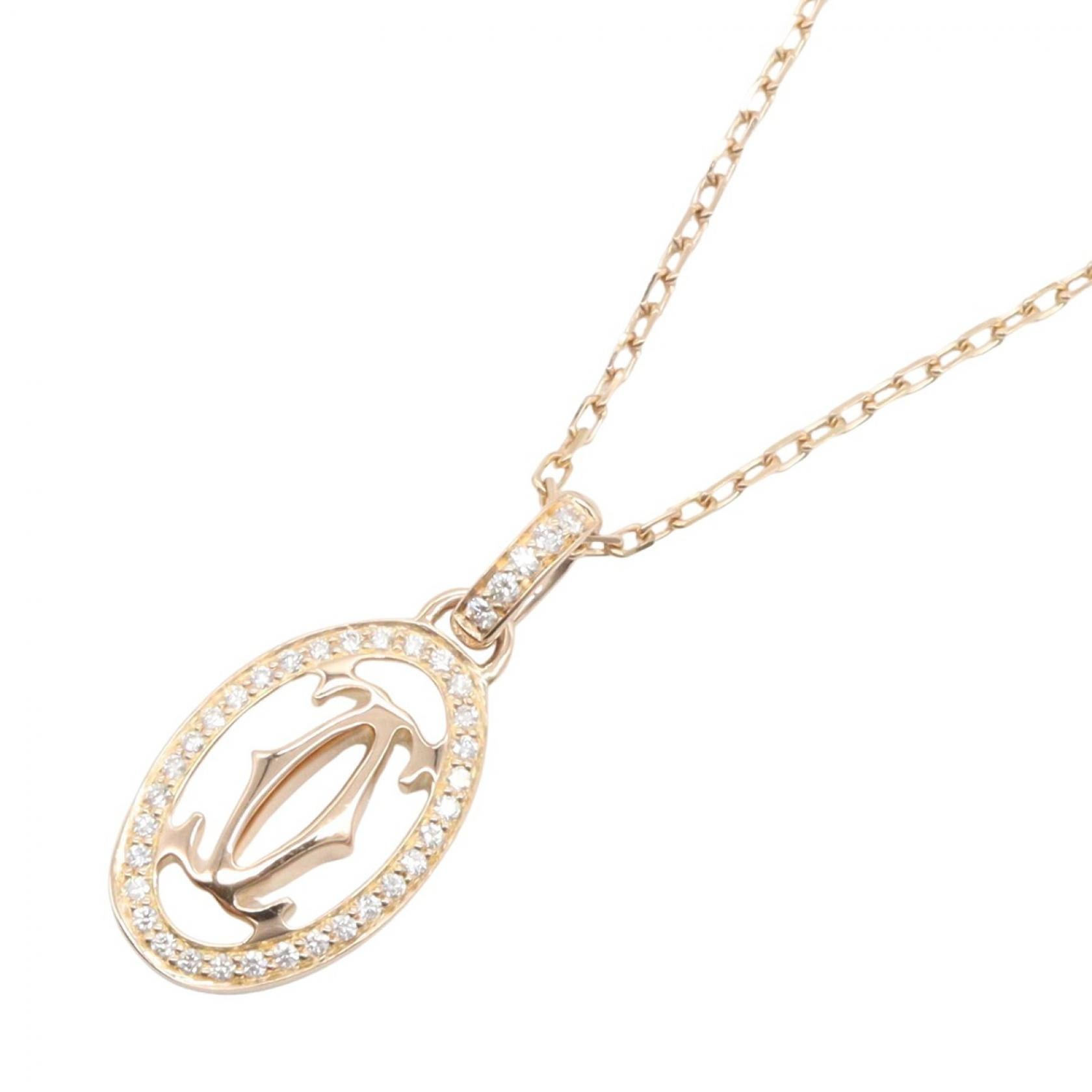 カルティエ CARTIER ドゥーブルC ダイヤ ネックレス ネックレス ジュエリー K18PG(ピンクゴールド) ダイヤモンド レディース ゴールド系 / クリア系 【中古】