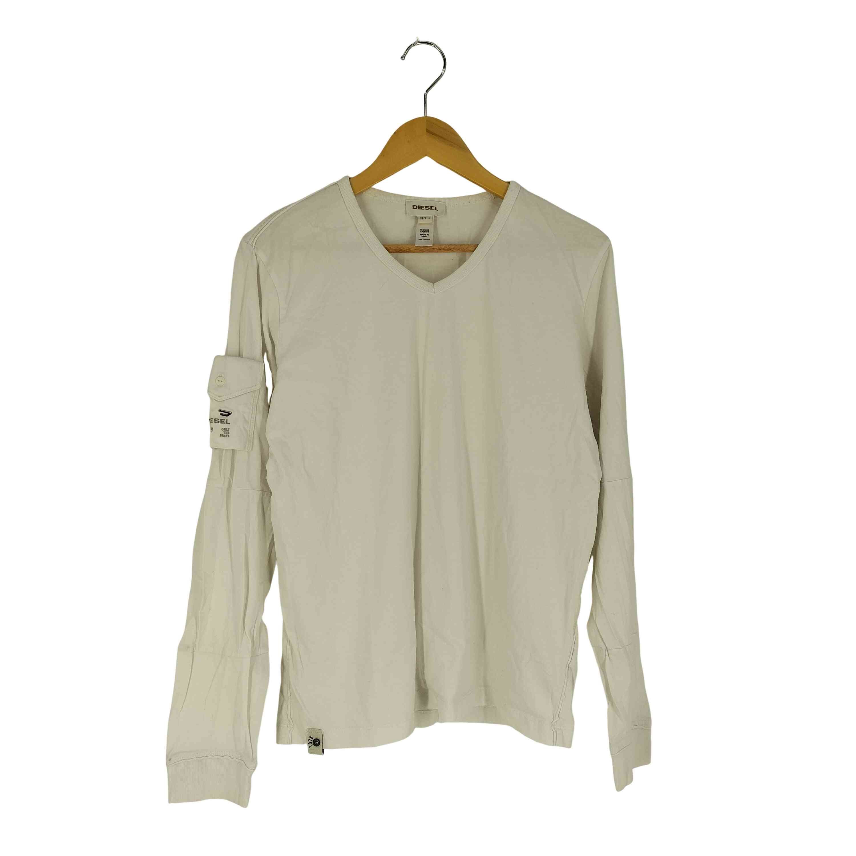 ONLY THE BRAVE 袖ポケット Vネック L/S Tシャツ y2k【1143008948376】