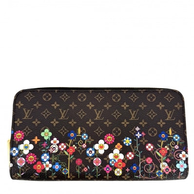 LOUIS VUITTON ルイヴィトン 長財布 モノグラム LVxTMジッピーウォレット ロングウォレット 村上隆 ラウンドファスナー 日本限定 M14162 ブラウン 茶 マルチカラー ゴールド金具 レディース【中古品】