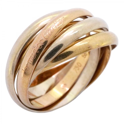 【6jdb0421】カルティエ リング トリニティ 5連/スモールモデル K18YG イエローゴールド K18WG ホワイトゴールド K18PG ピンクゴールド #58【中古】メンズ レディース ユニセックス