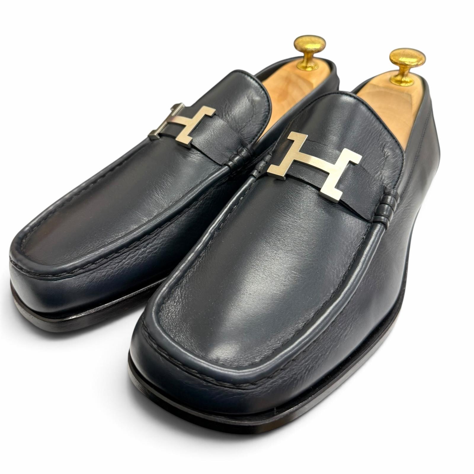 未使用品 エルメス ローファー ネイビー メンズ 40.5