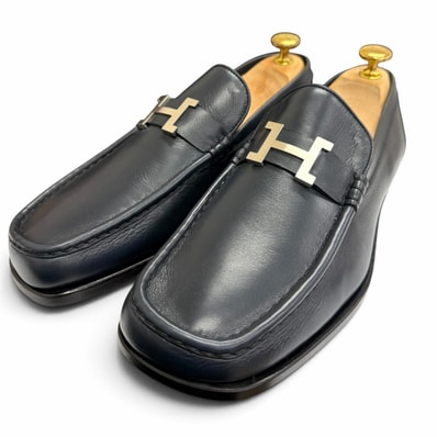 未使用品 エルメス ローファー ネイビー メンズ 40.5