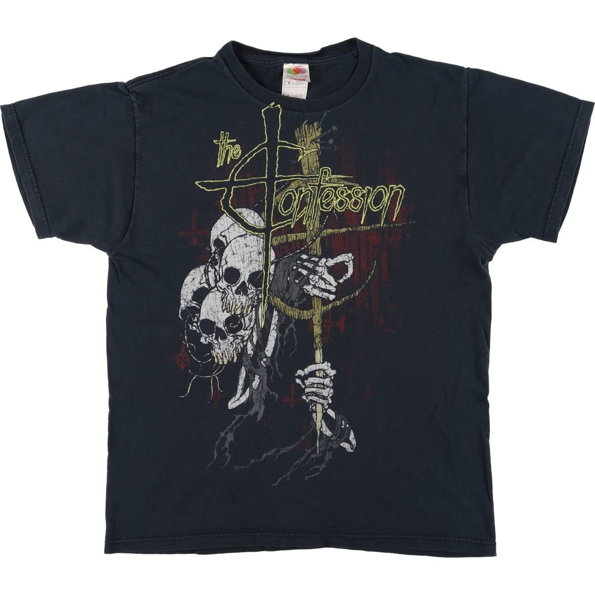 古着 フルーツオブザルーム FRUIT OF THE LOOM HEAVY cotton The Confession ザ コンフェッション ドクロ柄 スカル柄 バンドTシャツ バンT メンズM相当/eaa564233