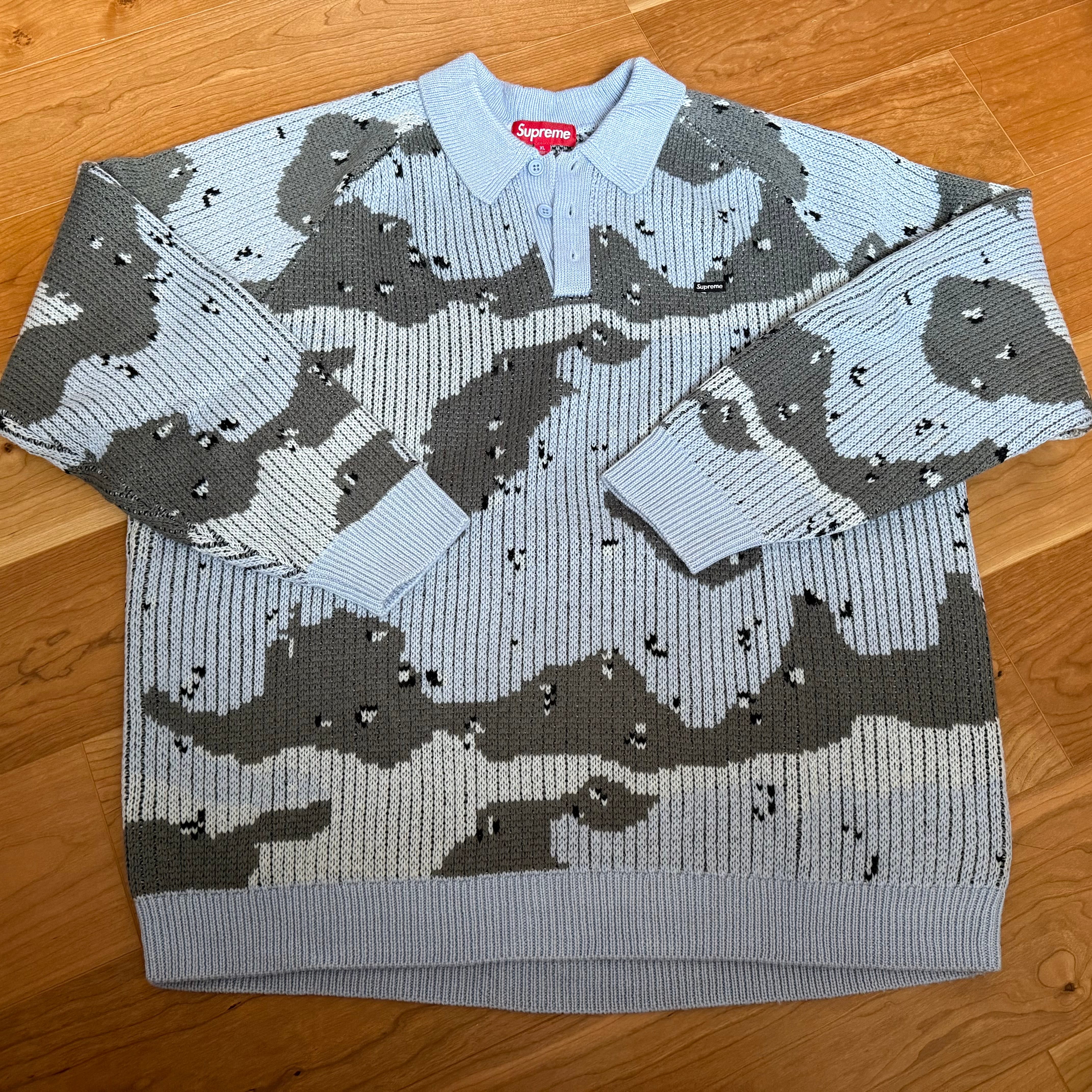 Supreme Small Box Polo Sweater "Blue Camo"