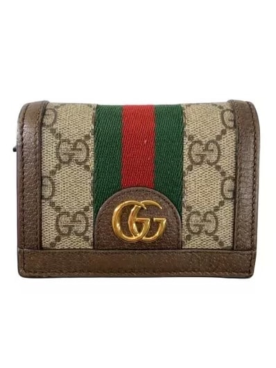 GUCCI GG Supreme Ophidia GG Card Case Wallet "Beige/Ebony"