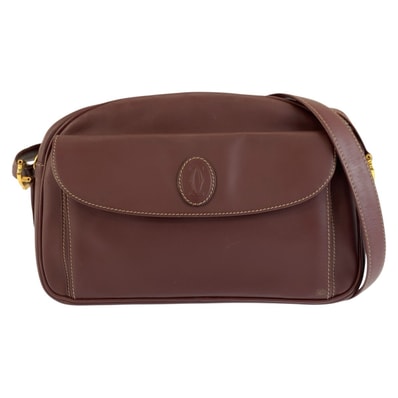 美品 CARTIER カルティエ マストライン ワインレッド ゴールド金具 レザー ショルダーバッグ ポシェット 604203 【中古】