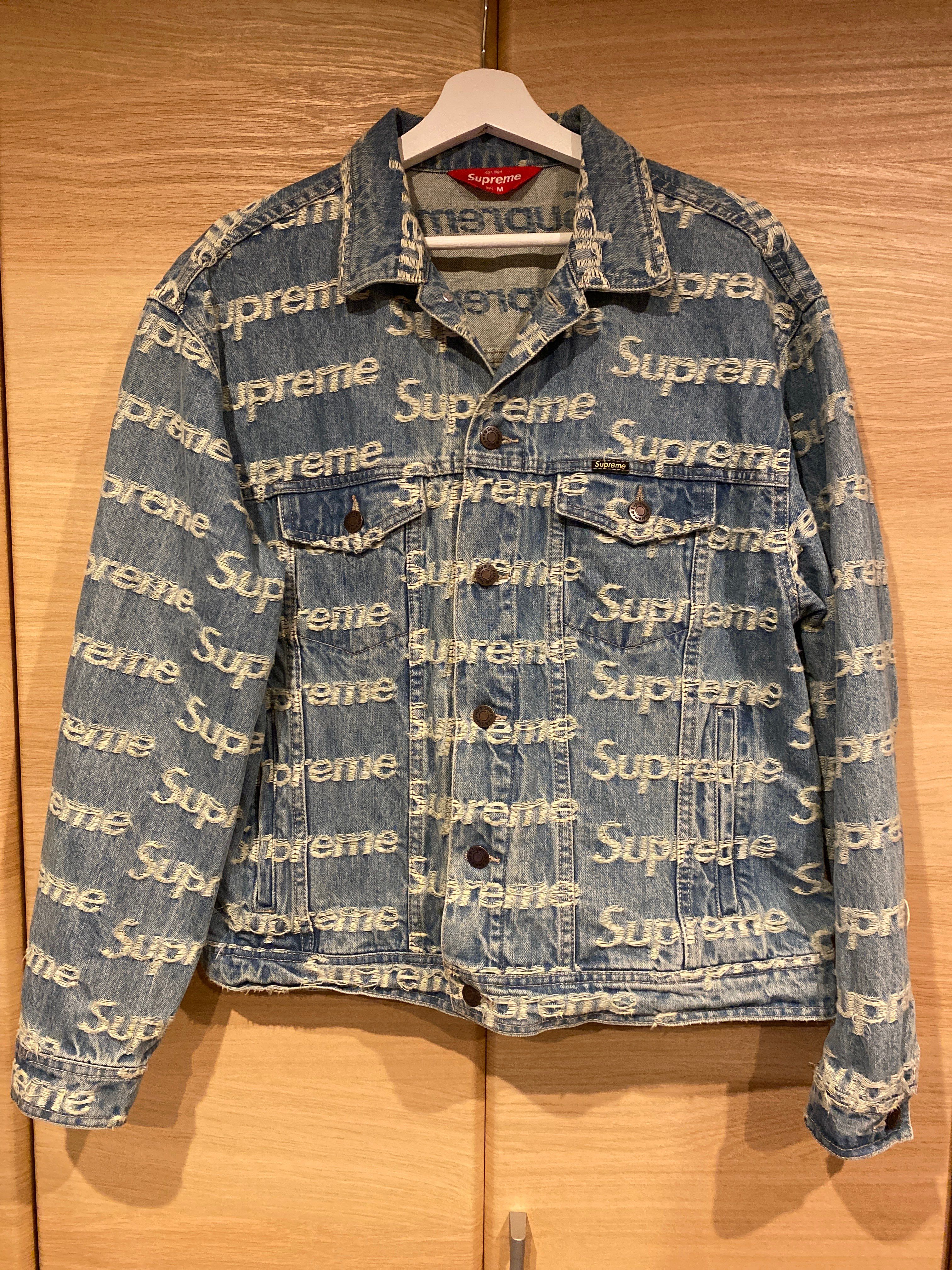 Supreme Frayed Logos Denim Trucker Jacket "Blue"
