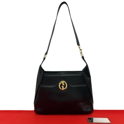 GUCCI グッチ G ロゴ 金具 レザー ショルダーバッグ ブラック
38622