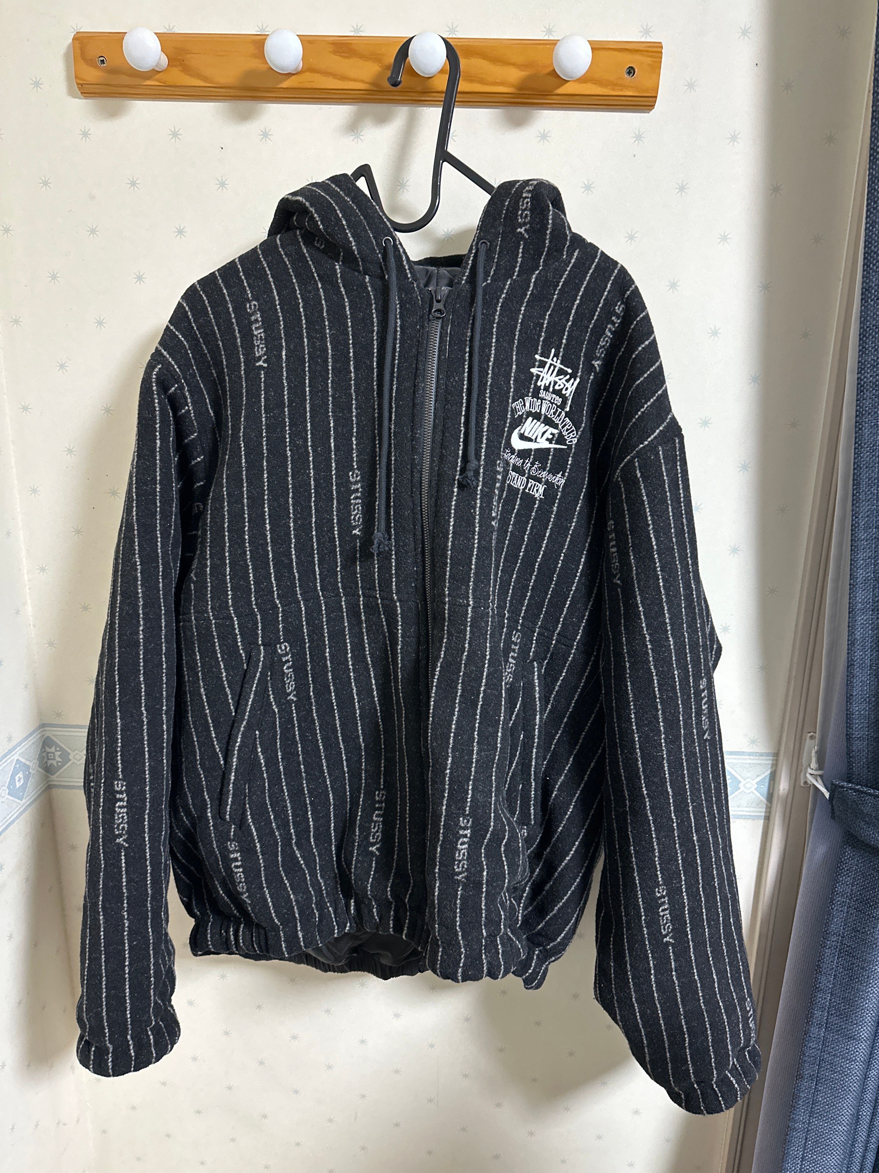 Stussy x Nike Striped Wool Jacket "Black"