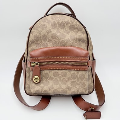 COACH(コーチ)ミニ バックパック リュックサック シグネチャー PVC レザー ブラウン レディース 型番32715
