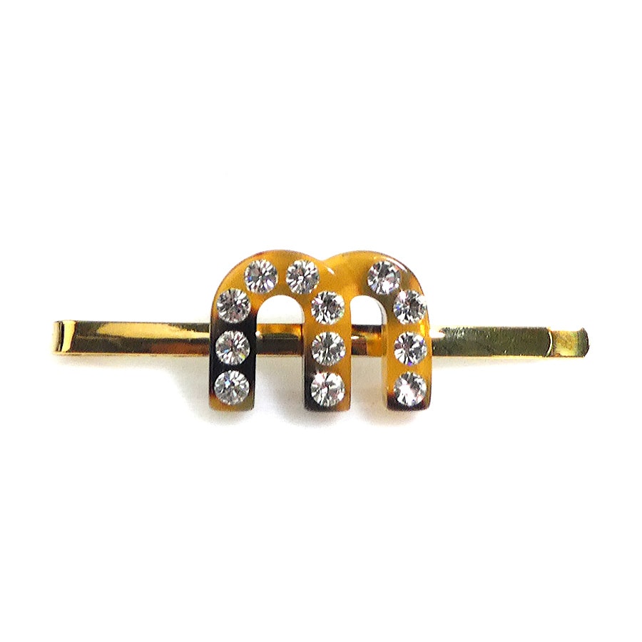 ミュウミュウ MIUMIU ヘアピン メタル/アクリル ゴールド/ブラウン/シルバー レディース【中古】 e60910j