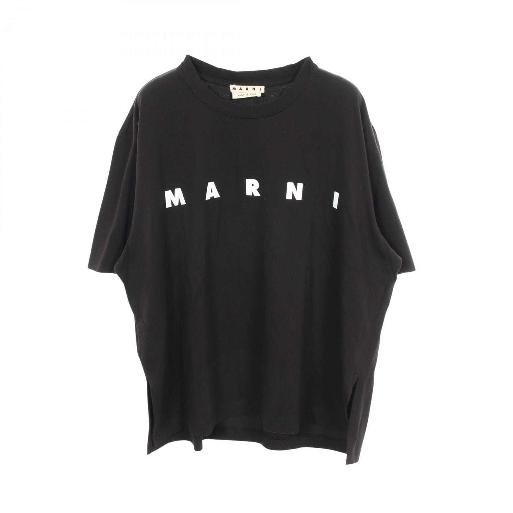 マルニ MARNI ロゴプリント 半袖Tシャツ 衣料品 トップス コットン メンズ ブラック系 【中古】