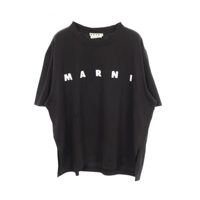 マルニ MARNI ロゴプリント 半袖Tシャツ 衣料品 トップス コットン メンズ ブラック系 【中古】