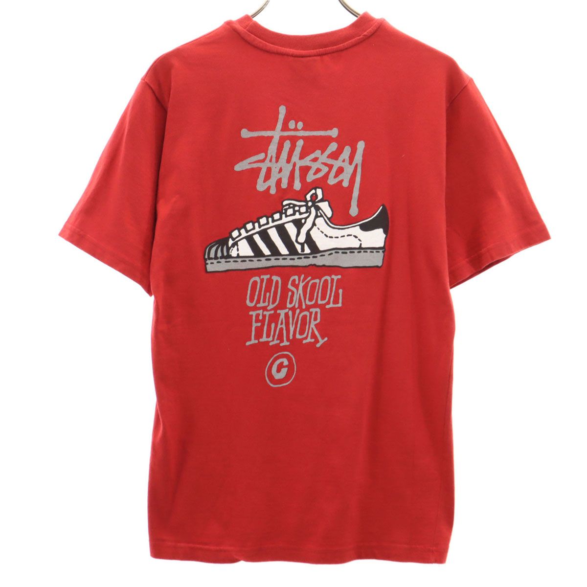 STUSSY ステューシー 90s USA製 オールド バックプリント スニーカー 半袖 Tシャツ M レッド オールドスクール