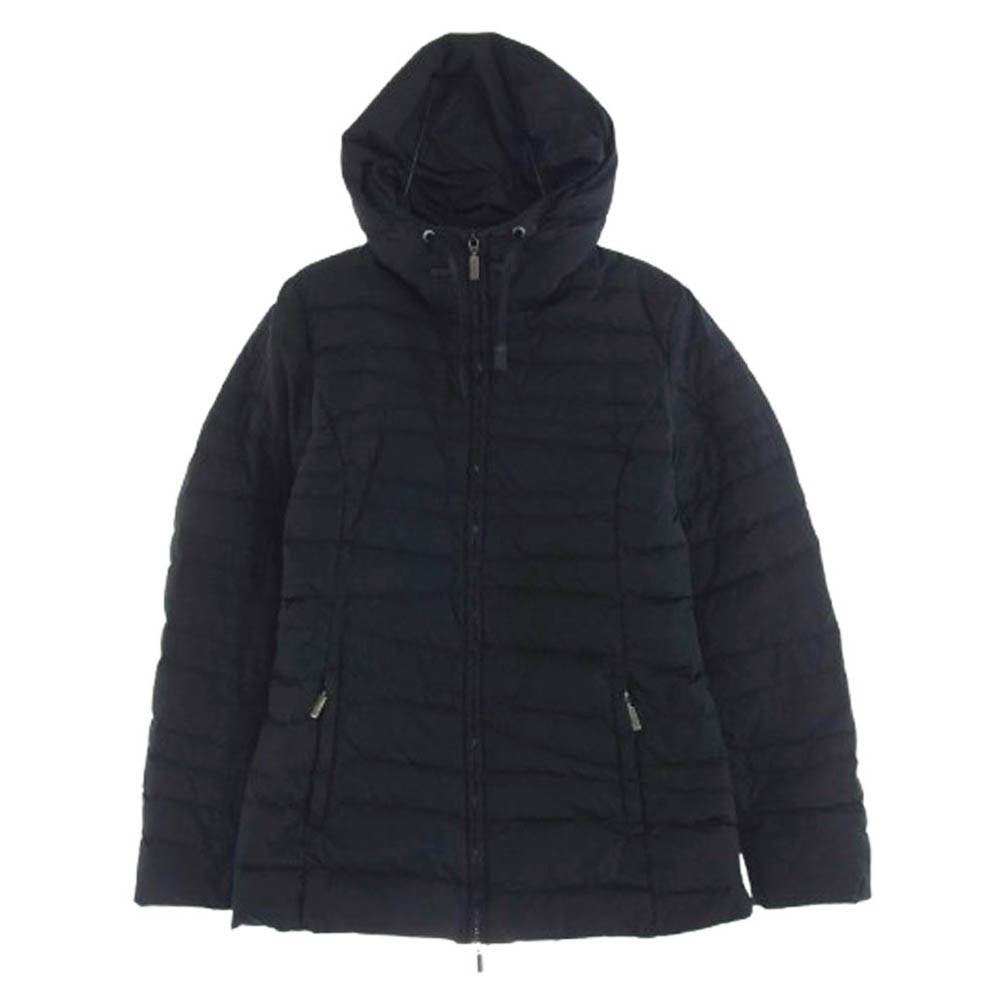 MONCLER モンクレール ダウンジャケット 国内正規品 スープリームスタグ 裏地ロゴワッペン総柄 フード付き ダウンジャケット ブラック系【中古】