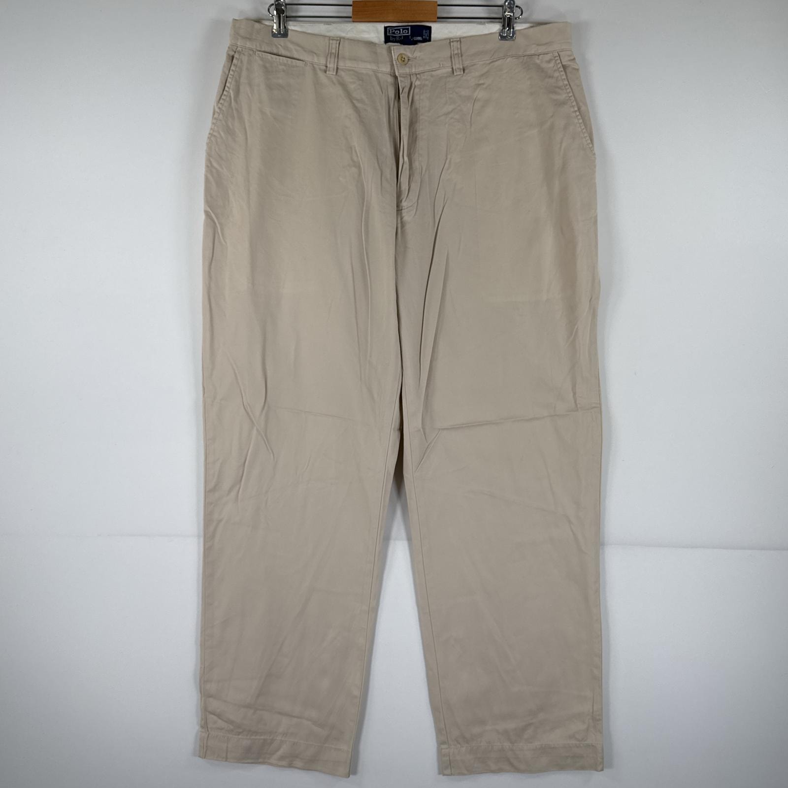 古着 ポロバイラルフローレン Polo by Ralph Lauren チノパンツ ポロチノ ワンポイント スラックス 大きいサイズ w38 L30 ベージュ メンズ