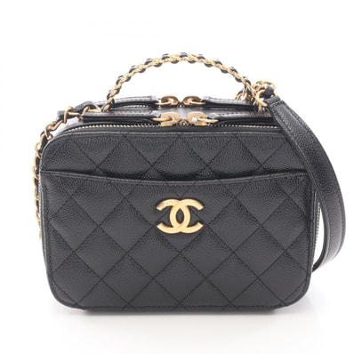 シャネル CHANEL マトラッセ バニティバッグ 2WAY ショルダーバッグ バッグ キャビアスキン(グレインドカーフ) レディース ブラック系 AS3221 【中古】