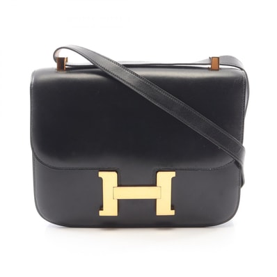 エルメス HERMES コンスタンス23 ショルダーバッグ バッグ カーフ(牛革) ボックスカーフ ○J刻印(1980年製造) レディース ブラック系 【中古】