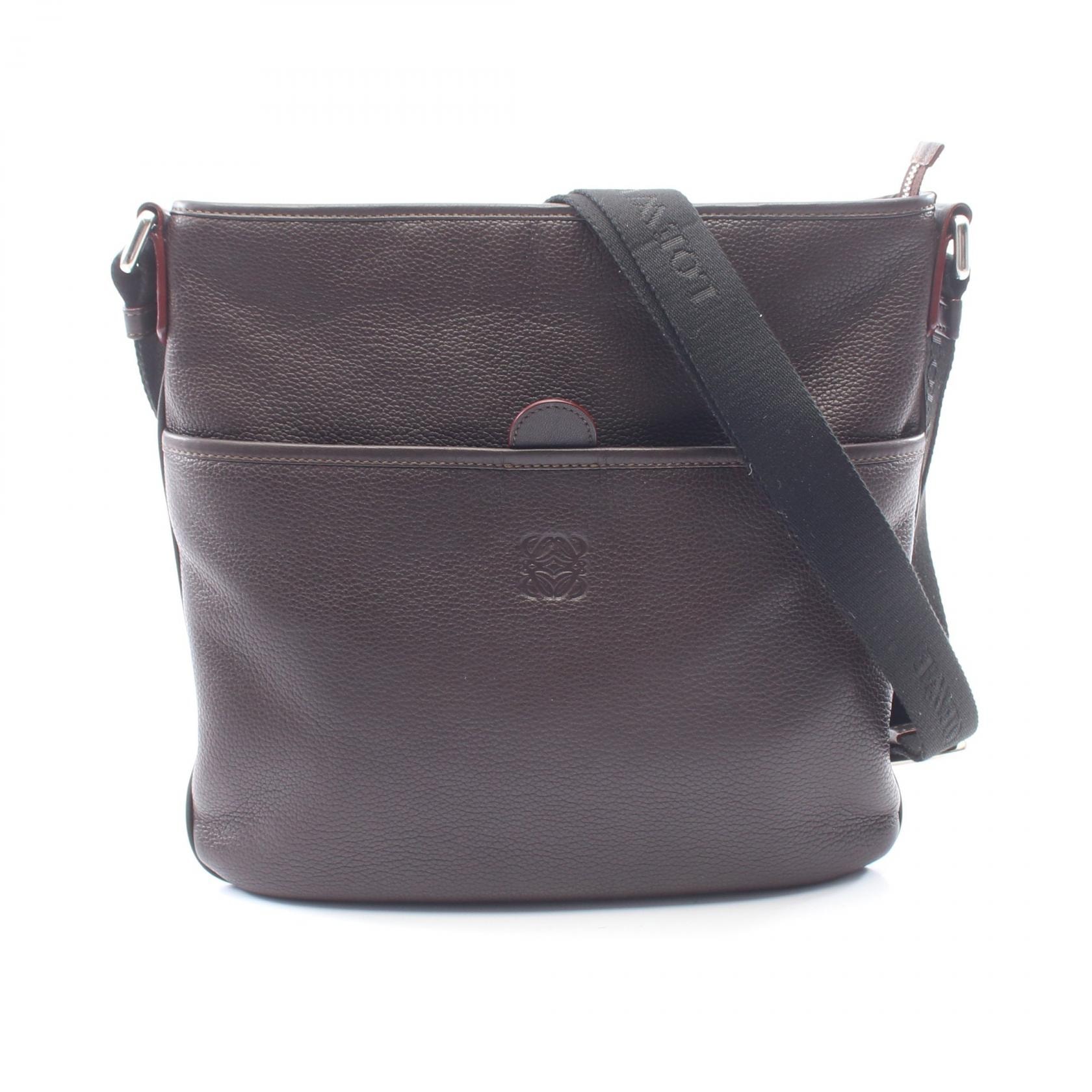 ロエベ LOEWE アナグラム ショルダーバッグ バッグ レザー レディース ブラウン系 / ブラック系 【中古】