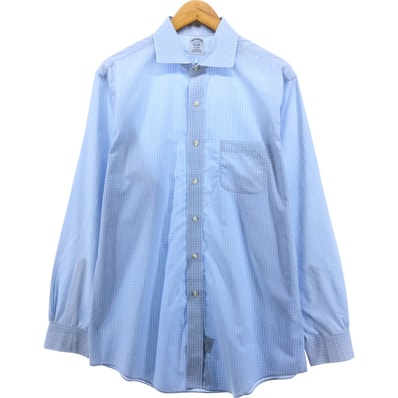 古着 ブルックスブラザーズ Brooks Brothers Est.1818 ワイドカラー 長袖 コットンチェックシャツ メンズL相当/eaa566045