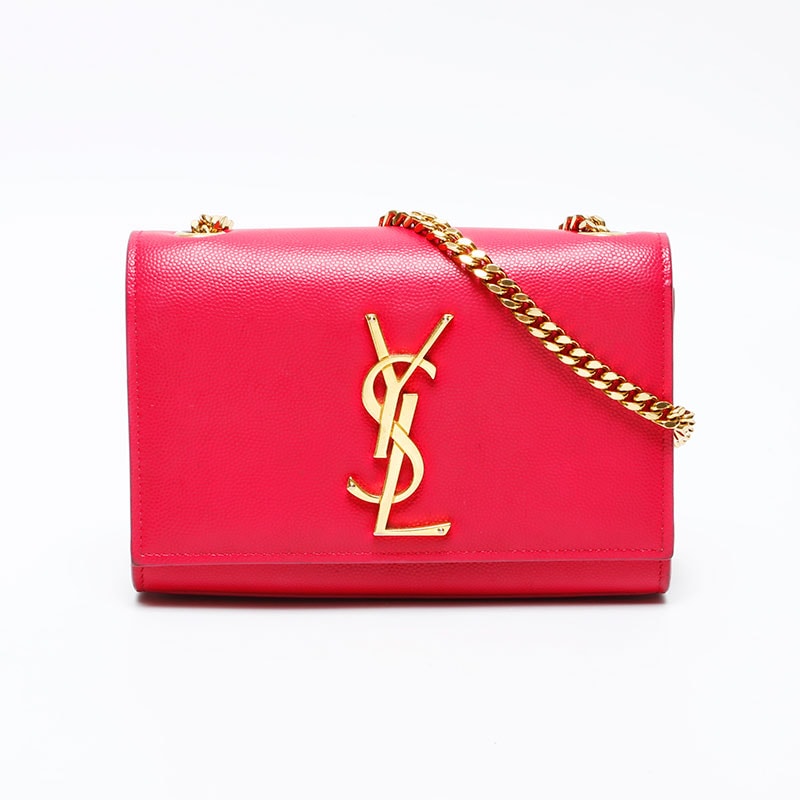 イヴ・サンローラン YSL ロゴ ケイト ミニ レザー チェーン ショルダーバッグ【中古】