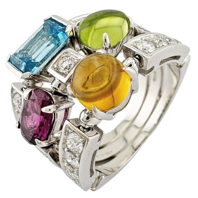 ブルガリ アレグラ リング 指輪 12.5号 18金 K18ホワイトゴールド ダイヤモンド レディース BVLGARI 中古