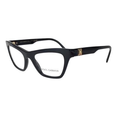新品未使用 DOLCE&GABBANA ドルチェアンドガッバーナ DGエッセンシャル サイズ51□19 ブラック 黒 ゴールド金具 メタル プラスチック/ メガネ 604180 【中古】