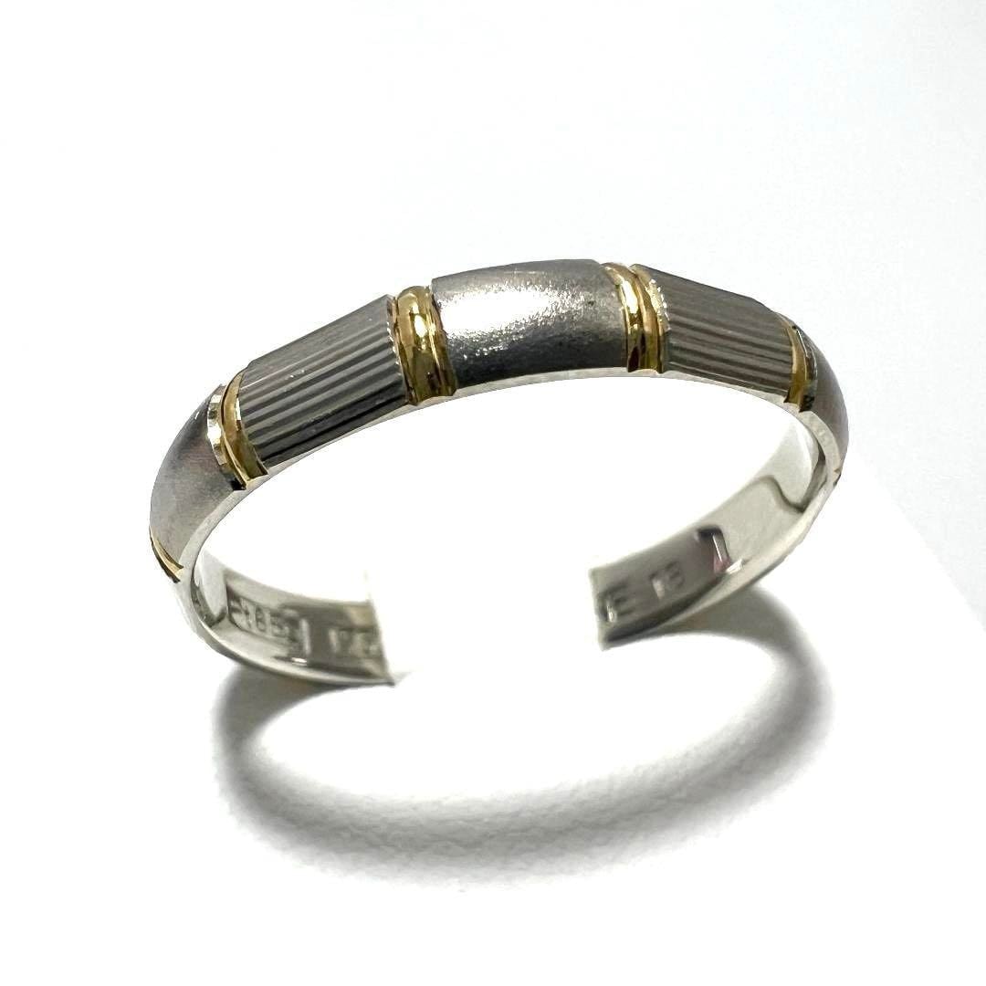 【18号】セリーヌ メンズ リング 指輪 プラチナ ゴールド K18 コンビ