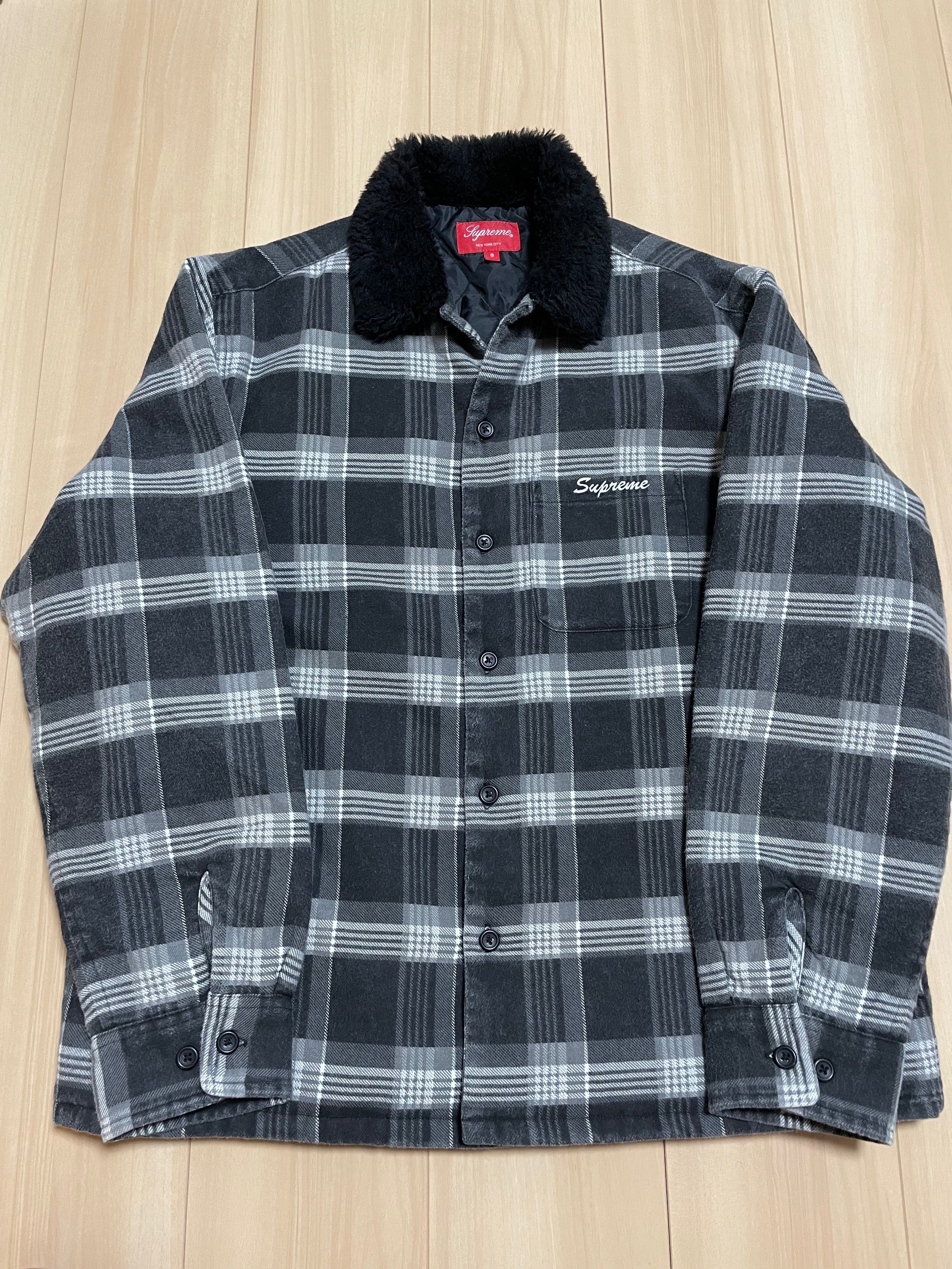 Supreme Faux Fur Collar Flannel Shirt "Black"