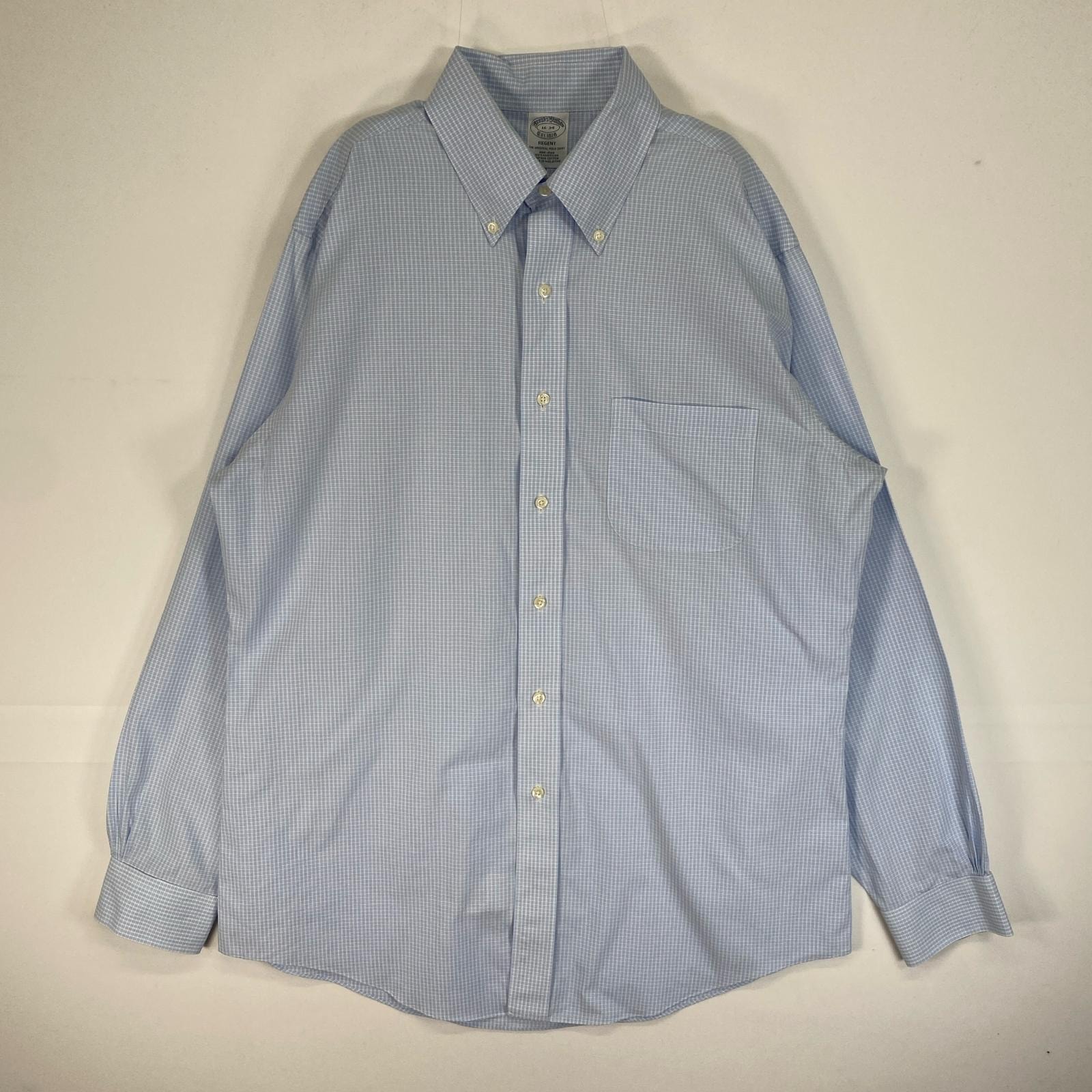 古着 ブルックスブラザーズ Brooks Brothers 長袖シャツ ボタンダウン 胸ポケット REGENT L  水色 チェック メンズ