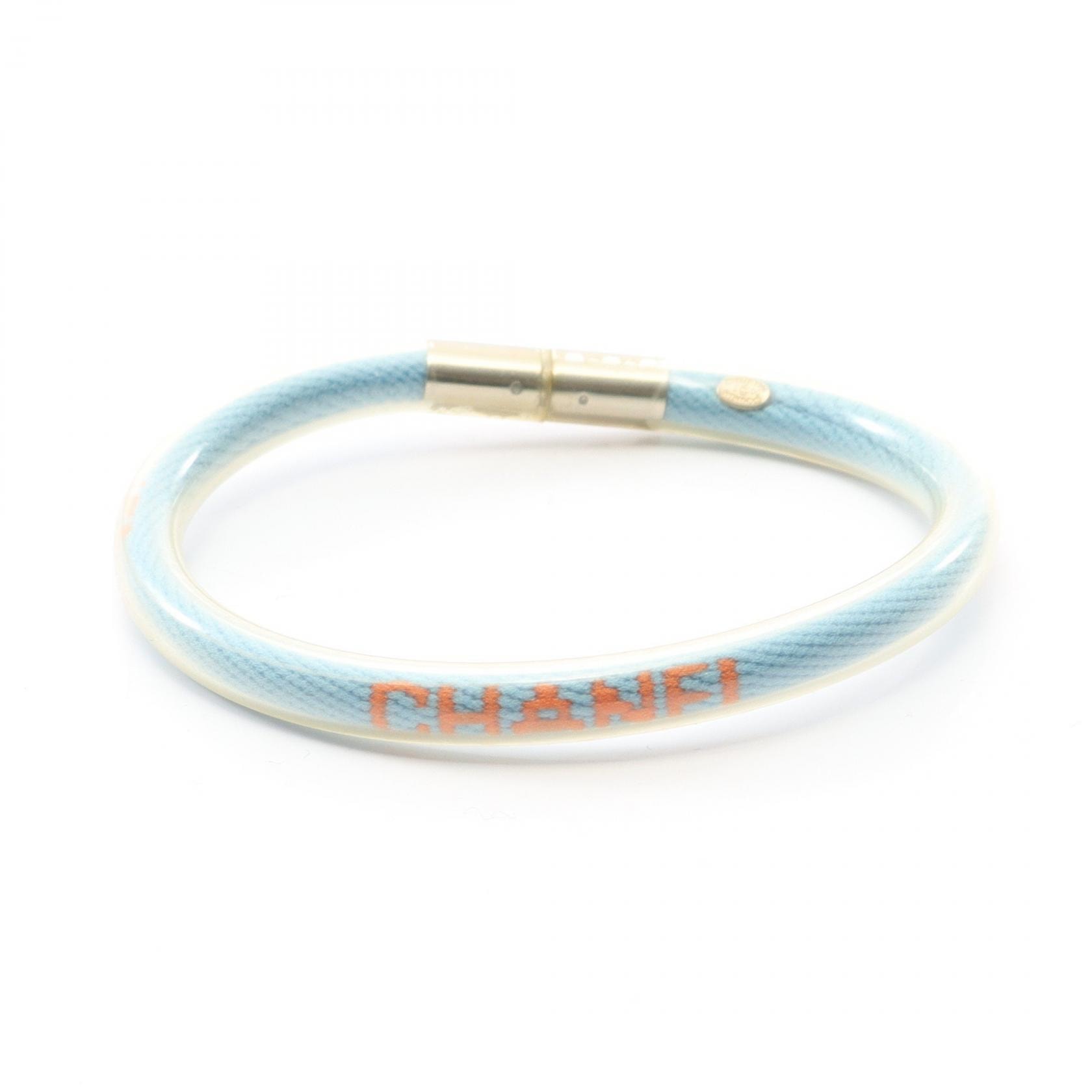 シャネル CHANEL スポーツライン ロゴ チューブバングル ブレスレット アクセサリー ラバー レディース ブルー系 【中古】