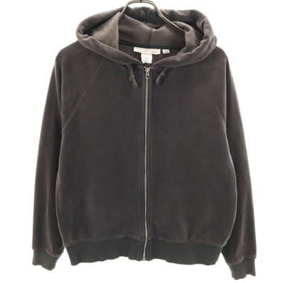 H&M エイチアンドエム ベロア ジップパーカー XS チャコールグレー