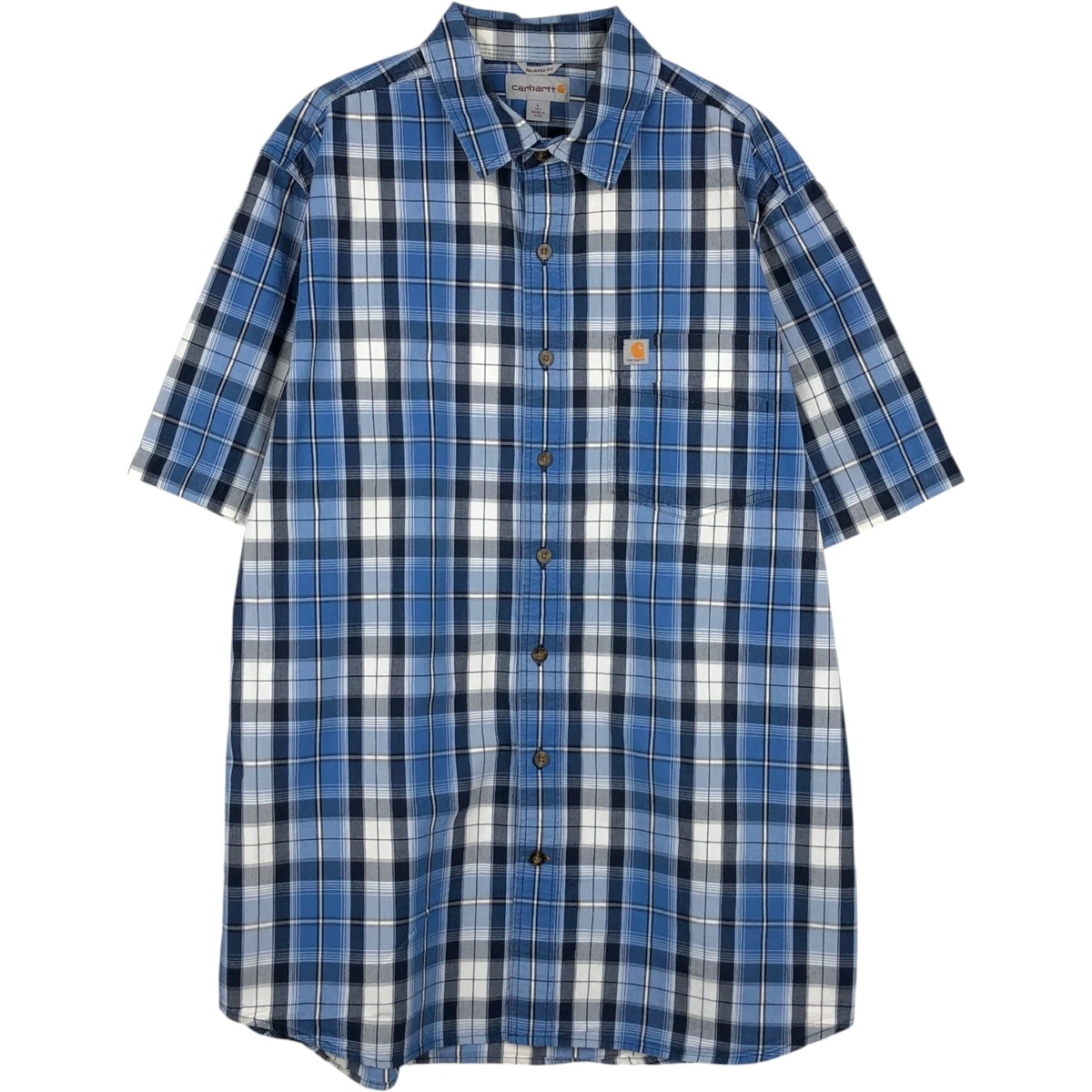 古着 カーハート Carhartt RELAXED FIT チェック柄 半袖 ワークシャツ メンズL相当/eaa655740