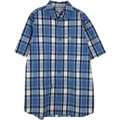 古着 カーハート Carhartt RELAXED FIT チェック柄 半袖 ワークシャツ メンズL相当/eaa655740