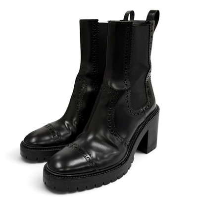 美品 エルメス ショートブーツ リンゼイ70 ブラック レディース 37